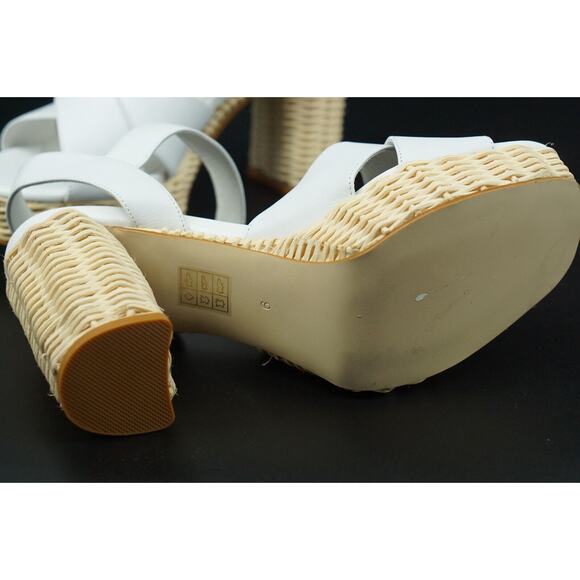 Jeffrey Campbell Amma Platform White Scandal SZ 9 Ankle Wicker Woven Cross strap - Picture 5 of 12